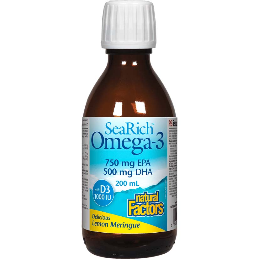 Natural Factors Searich Omega-3 Lemon Meringue, EPA 750 mg DHA 500 mg, 500 ML