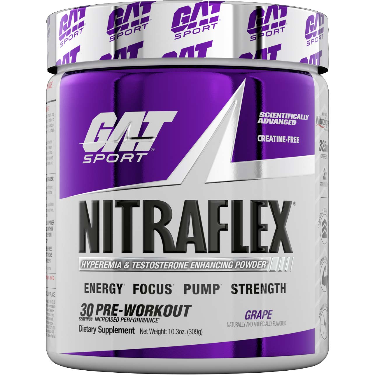 Gat Sport Nitraflex Testosterone Boosting Powder, Grape, 30