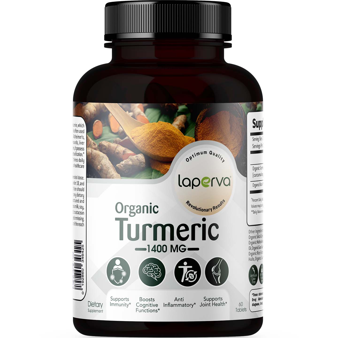 Laperva Organic Turmeric, 1400 mg, 60 Tablets