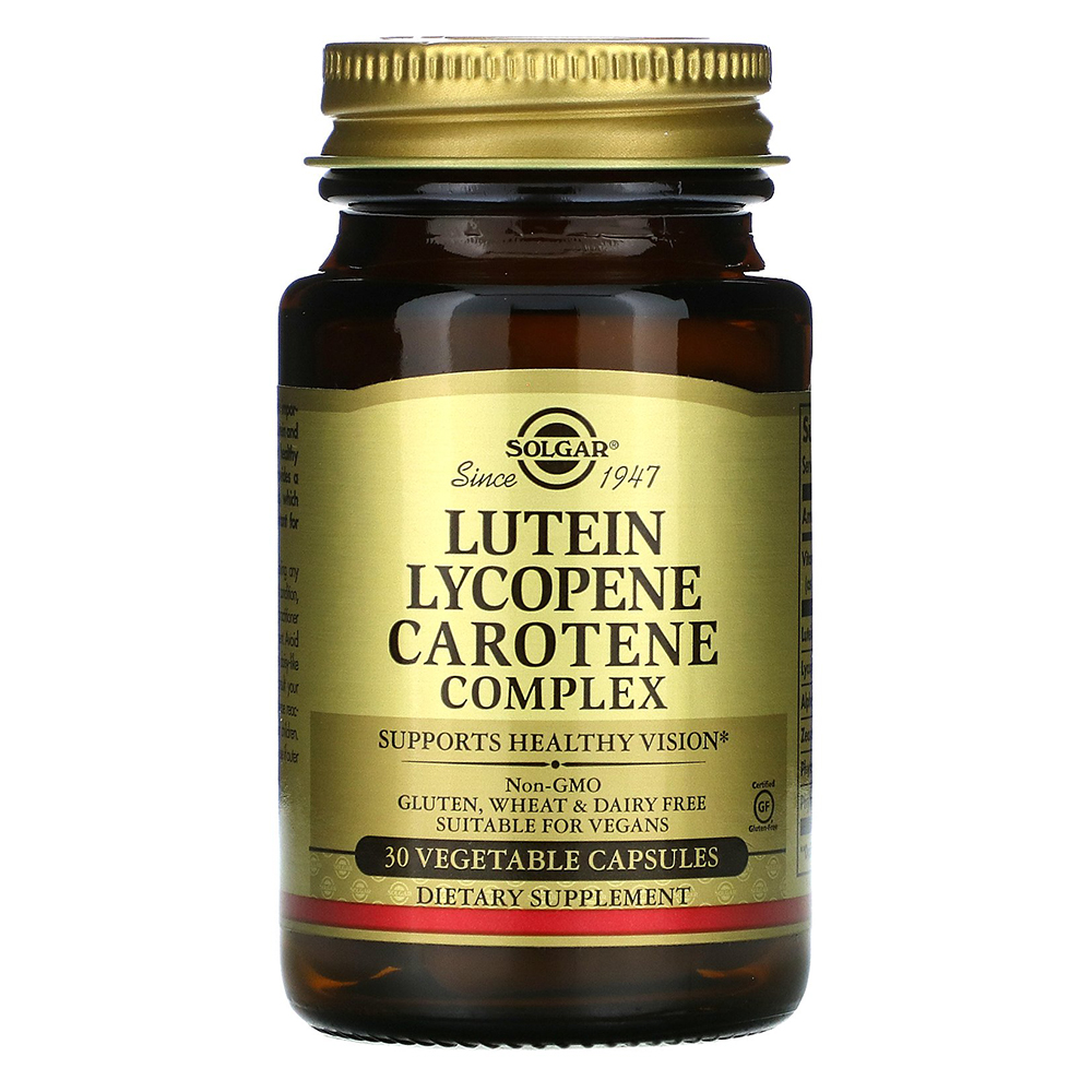 Solgar Natural Lutein Lycopene Carotene Complex, 30 Vegetable Capsules