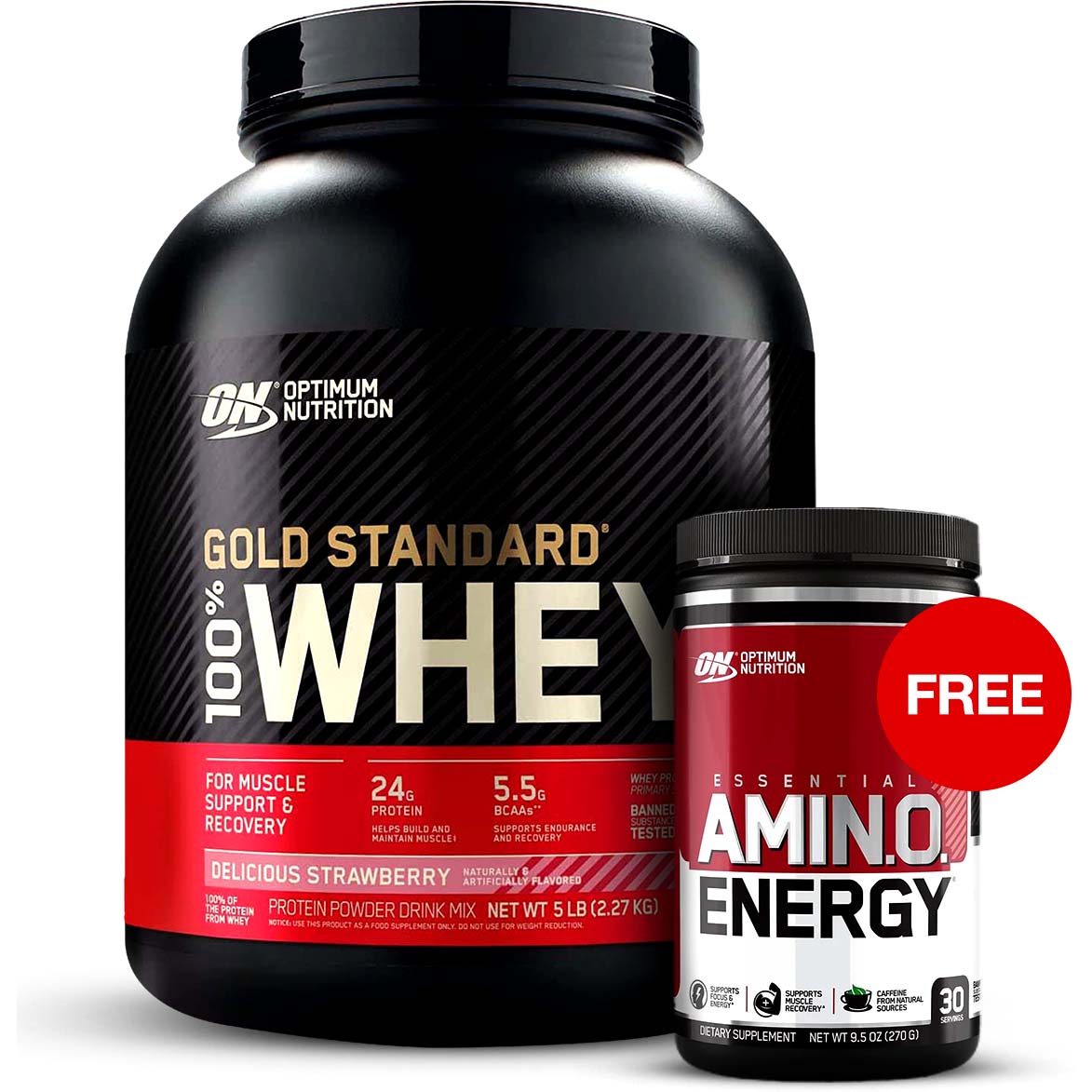 Optimum Nutrition Gold Standard 100% Whey Protein 5 LB Delicious Strawberry