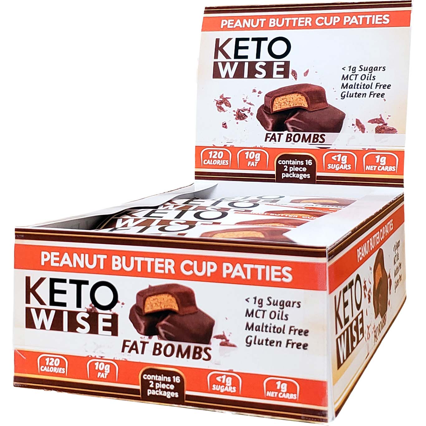 Keto Wise Fat Bombs Box of 16 Pieces Peanut Butter Cup Patties