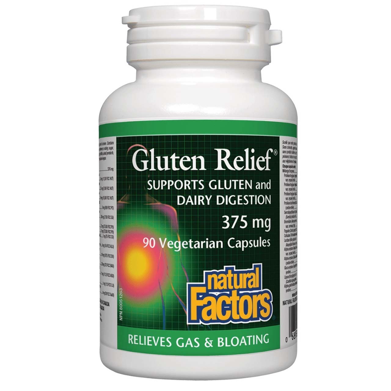 Natural Factors Gluten Relief, 375 mg, 90 Veggie Capsules