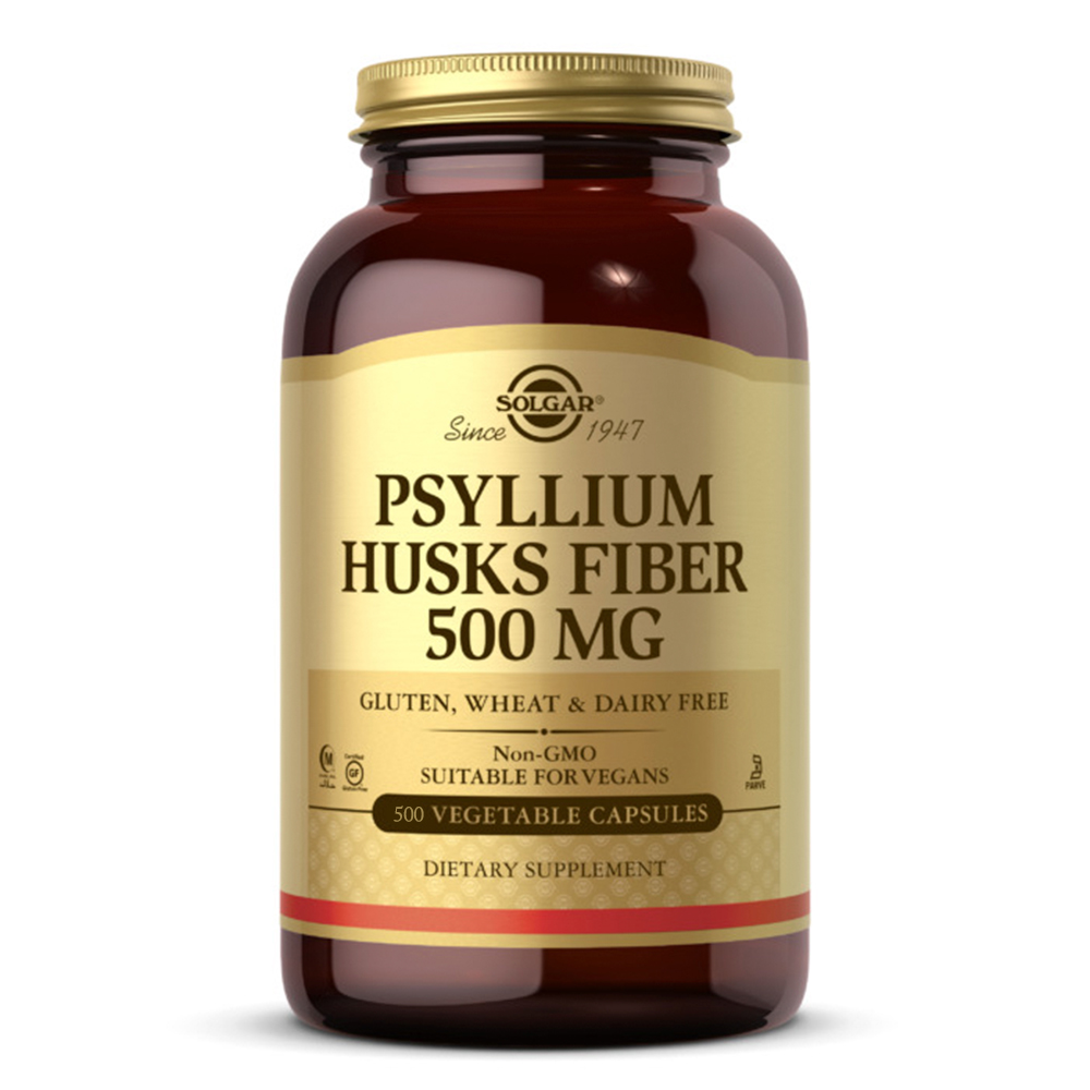 Solgar Psyllium Husks Fiber 500 Vegetable Capsules 500 mg
