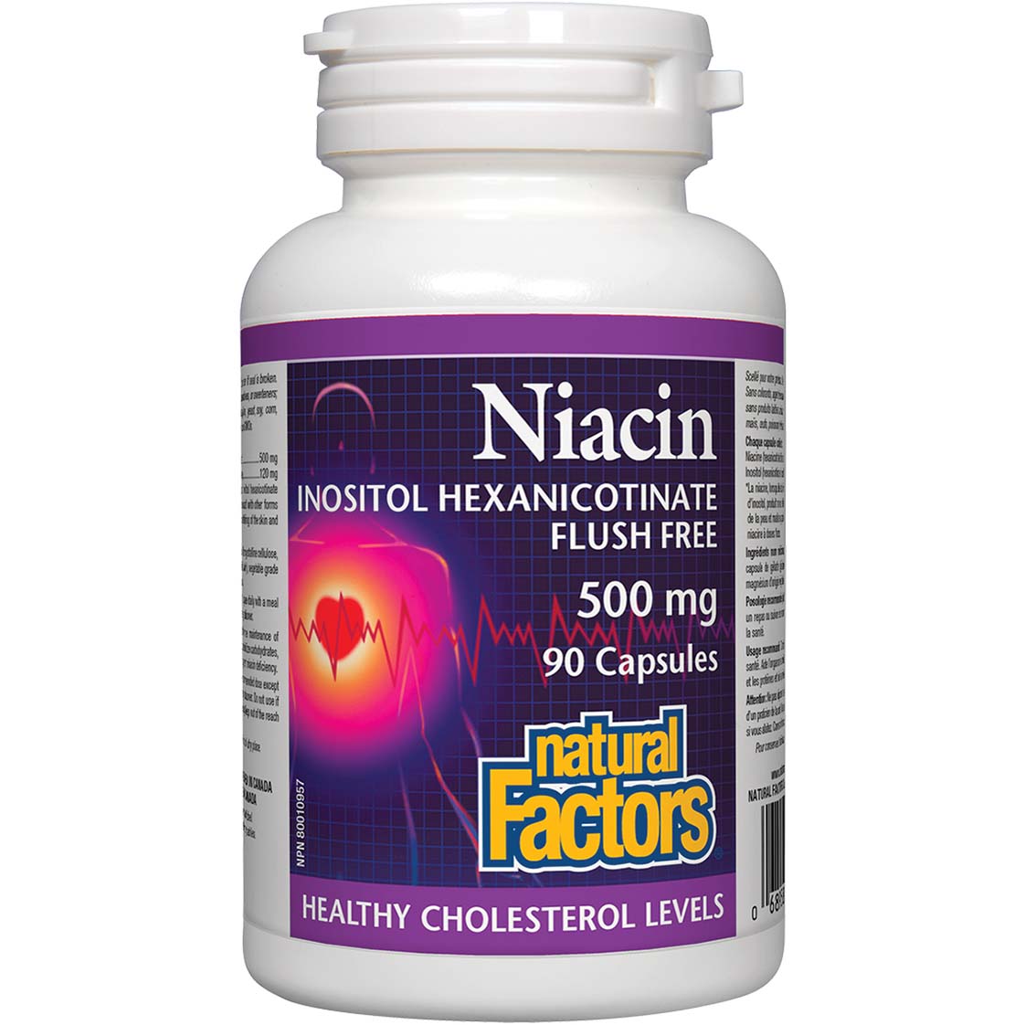Natural Factors Niacin Inositol Hexanicotinate, 500 mg, 90 Capsules