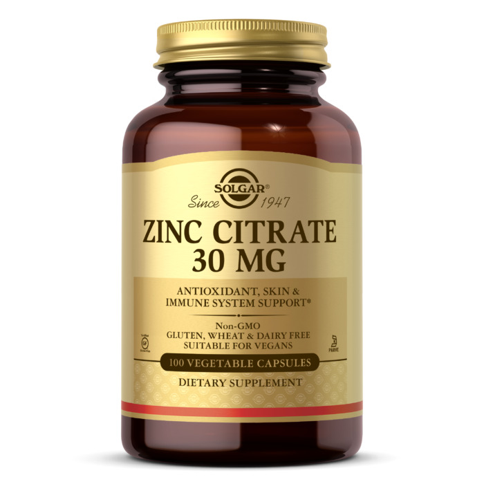 Solgar Zinc Citrate, 30 mg, 100 Veggie Capsules