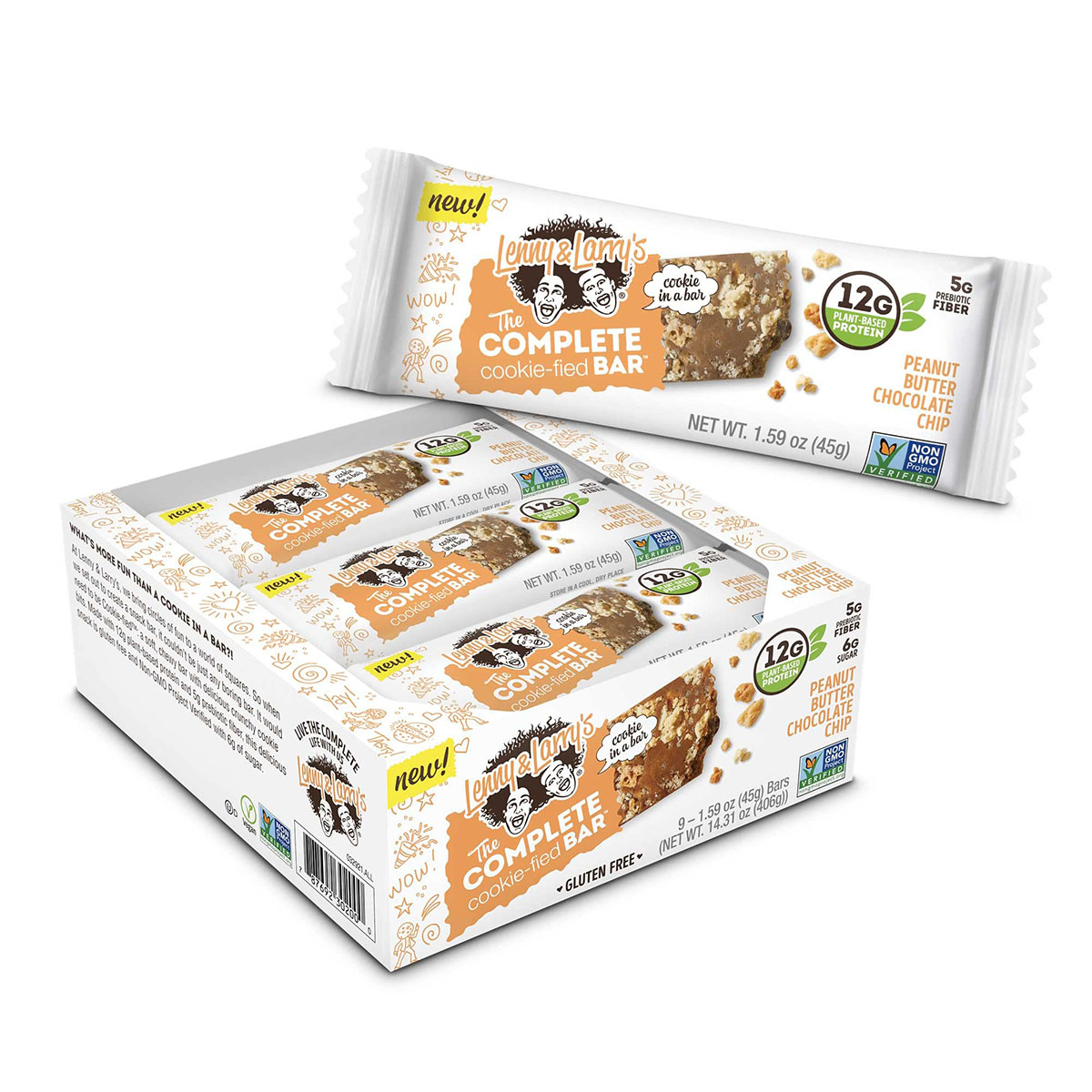 Lenny & Larry’s The Complete Cookie-fied Bar Peanut Butter Chocolate Chip Box of 9 Bars