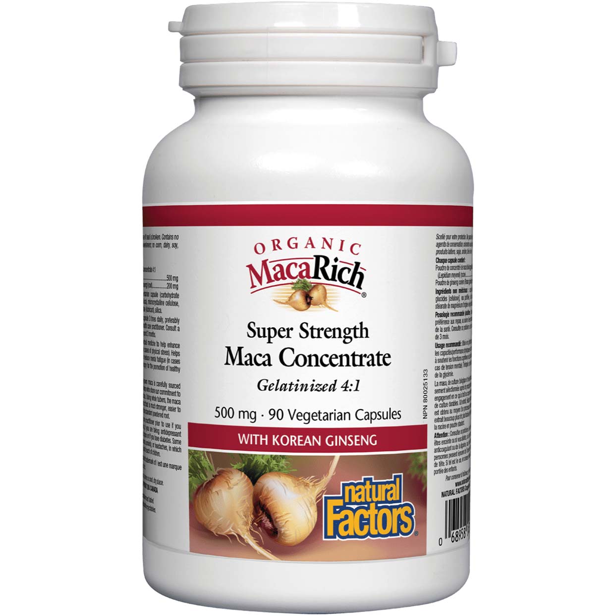 Natural Factors Maca Concentrate, 500 mg, 90 Veggie Capsules