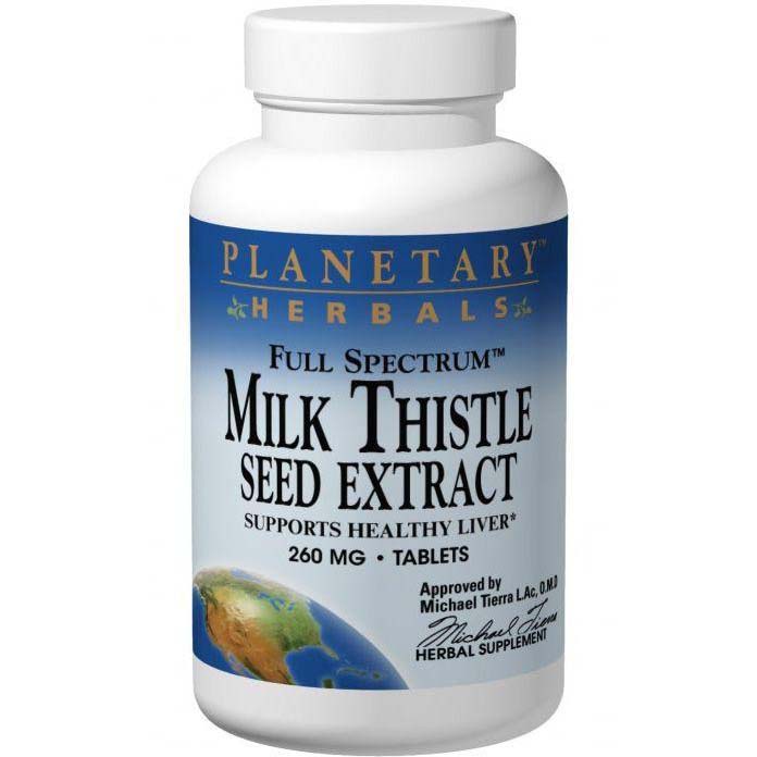 Planetary Herbals Milk Thistle Seed Extract Full Spectrum, 260 mg, 30 Tablets