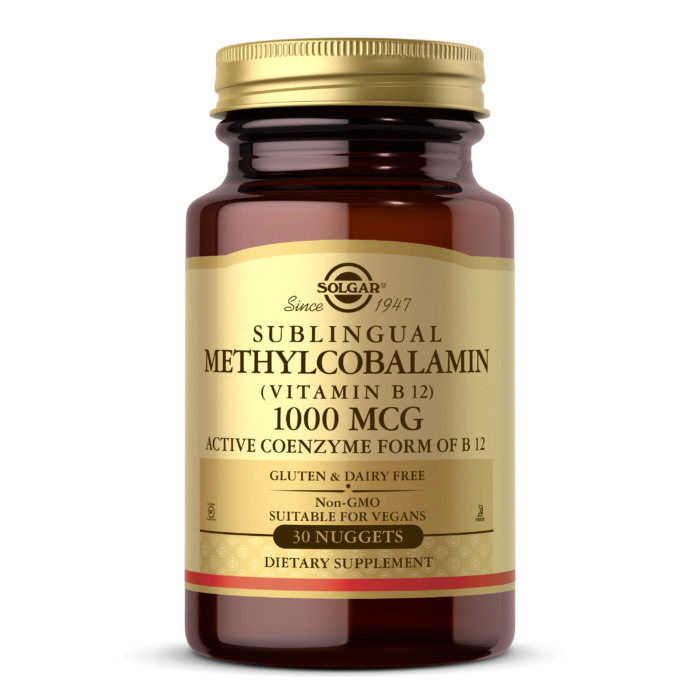 Solgar Sublingual Methylcobalamin Vitamin B12 30 Nuggets 1000 mcg