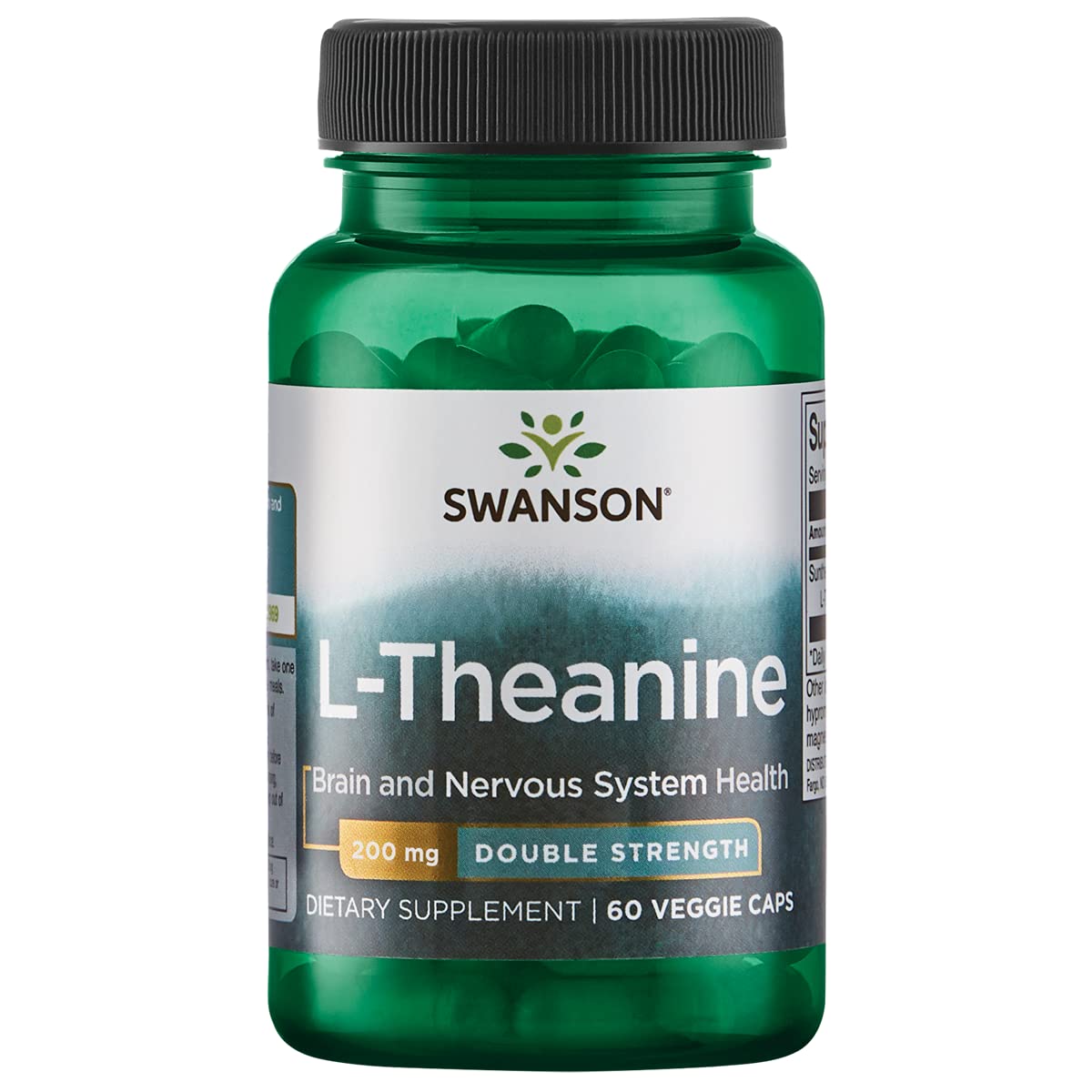 Swanson L Theanine Double Strength 60 Veggie Capsules 200 mg