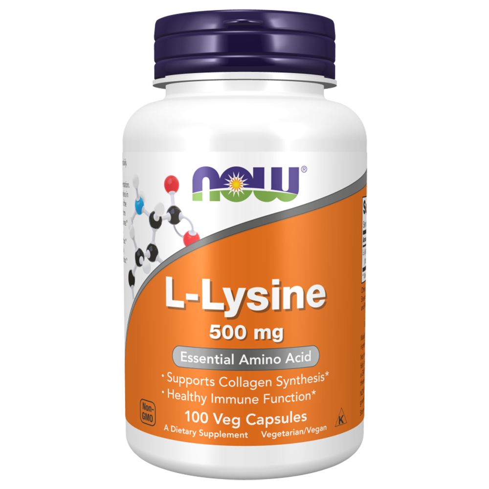 Now L Lysine, 100 Veggie Capsules, 500 mg, Supports Collagen Synthesis