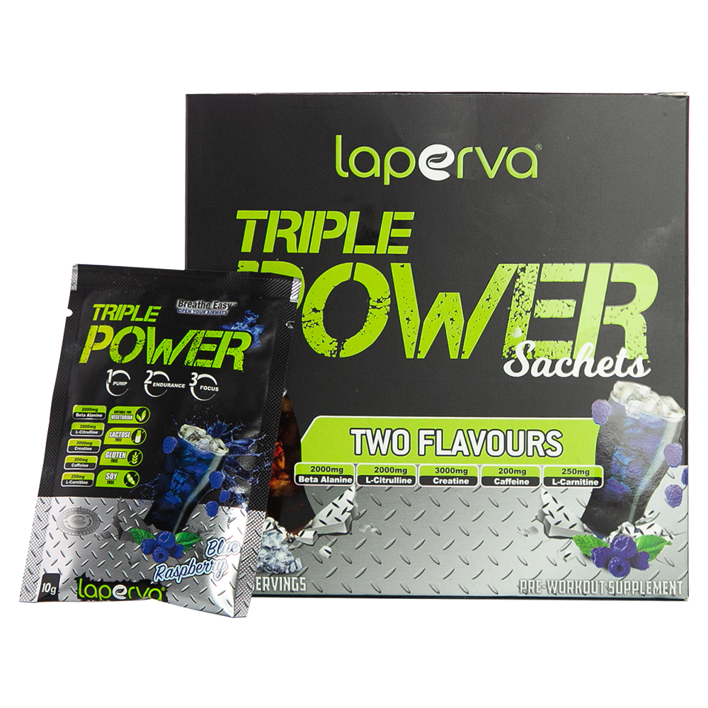 Laperva Triple Power Pre-Workout Sachets, Cola & Blue Raspberry, 30 Sachets