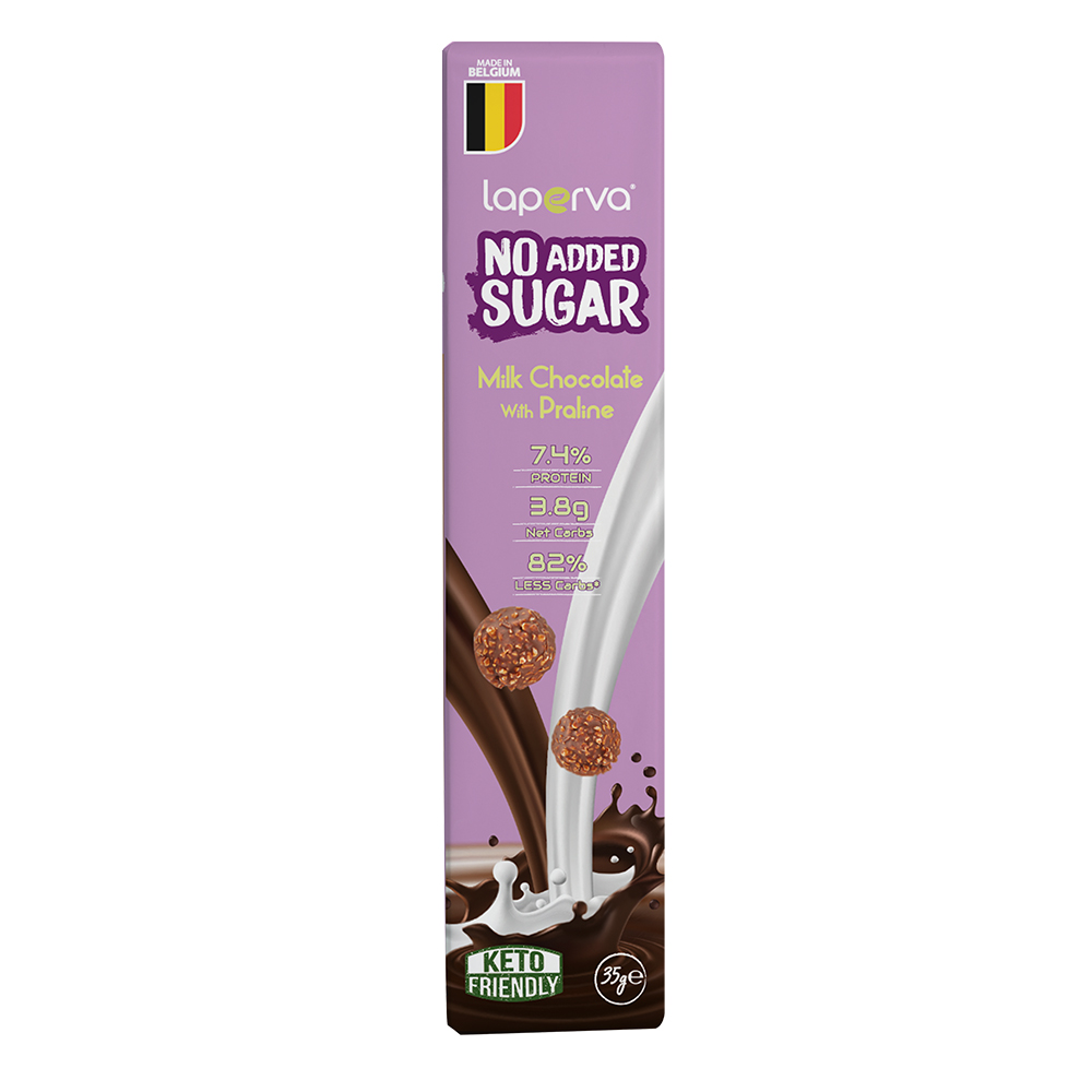 Laperva No Added Sugar Chocolate Bar, Milk Chocolate With Praline, 1 Bar