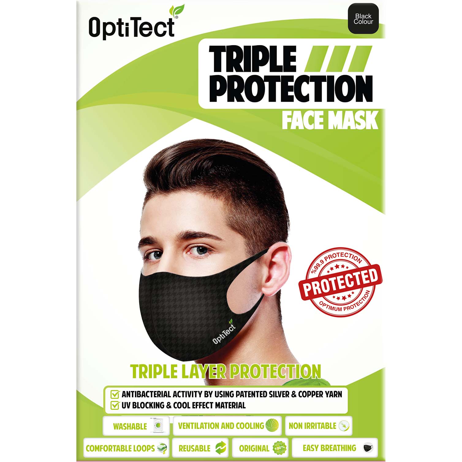 Optitect Antibacterial Reusable Face Mask, M