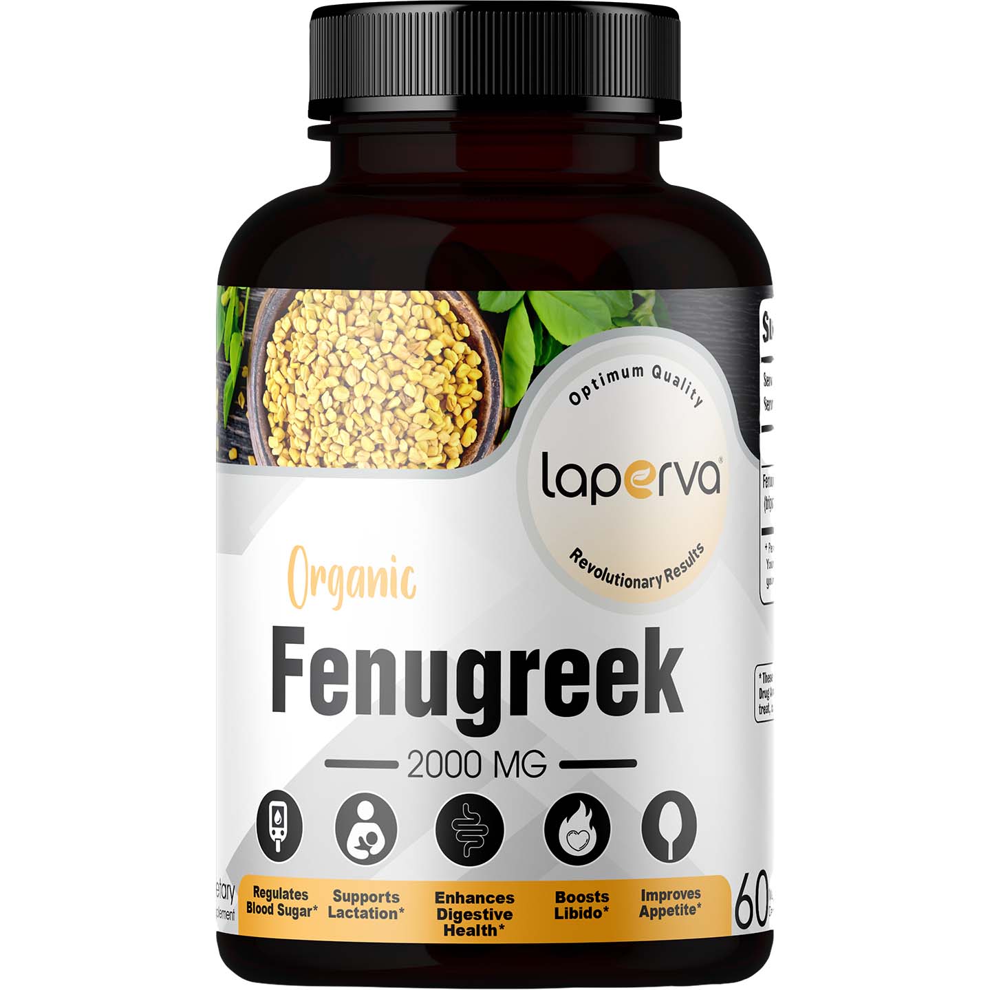 Laperva Organic Fenugreek 60 Veggie Capsules 2000 mg