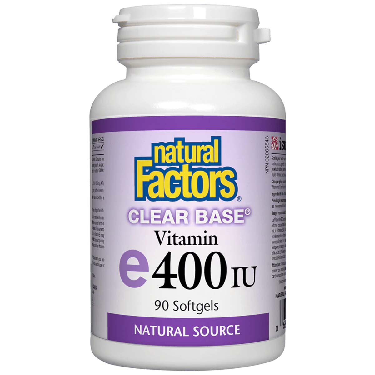 Natural Factors Clear Base Vitamin E, 400 IU, 90 Softgels