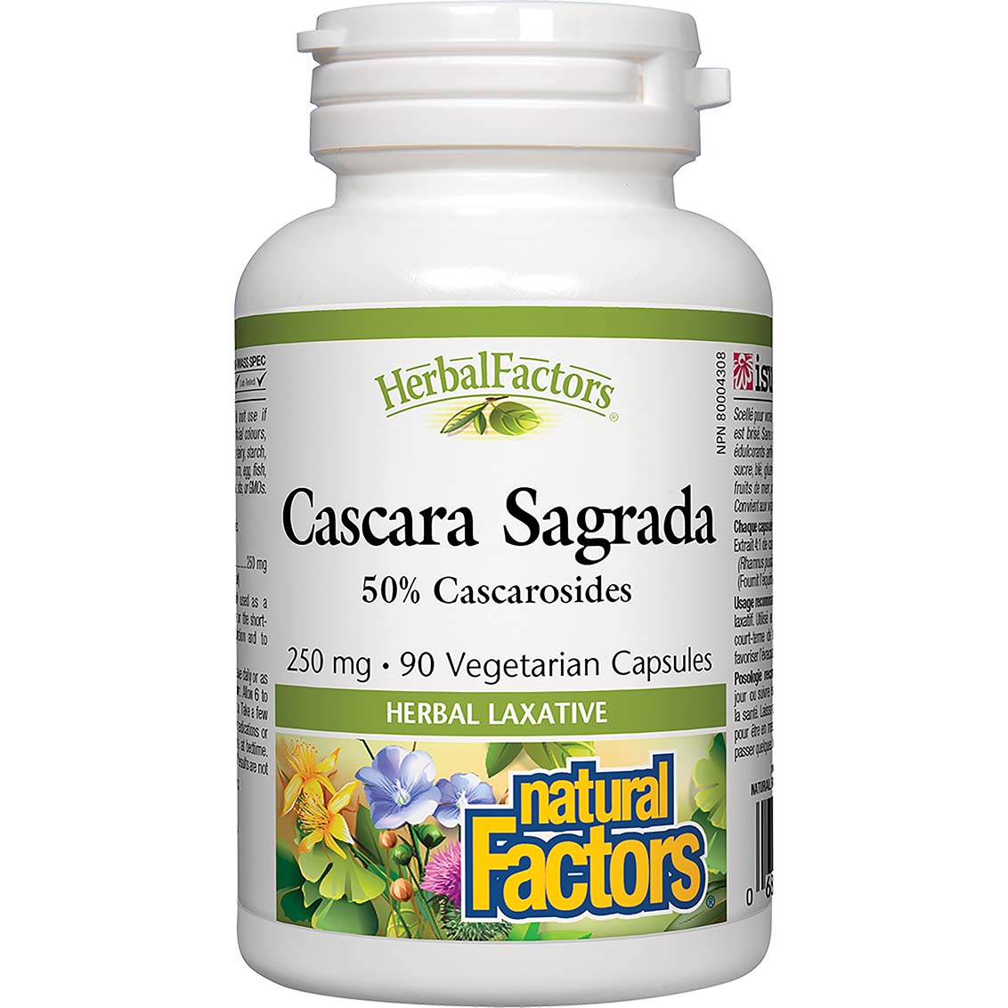 Natural Factors Cascara Sagrada, 250 mg, 90 Veggie Capsules