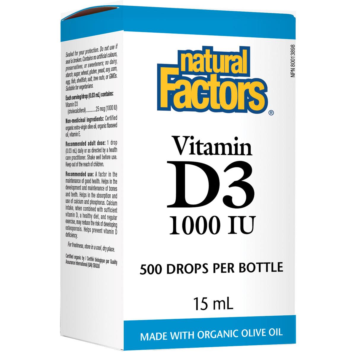 Natural Factors Vitamin D3 Drops, 1000 IU, 15 ML