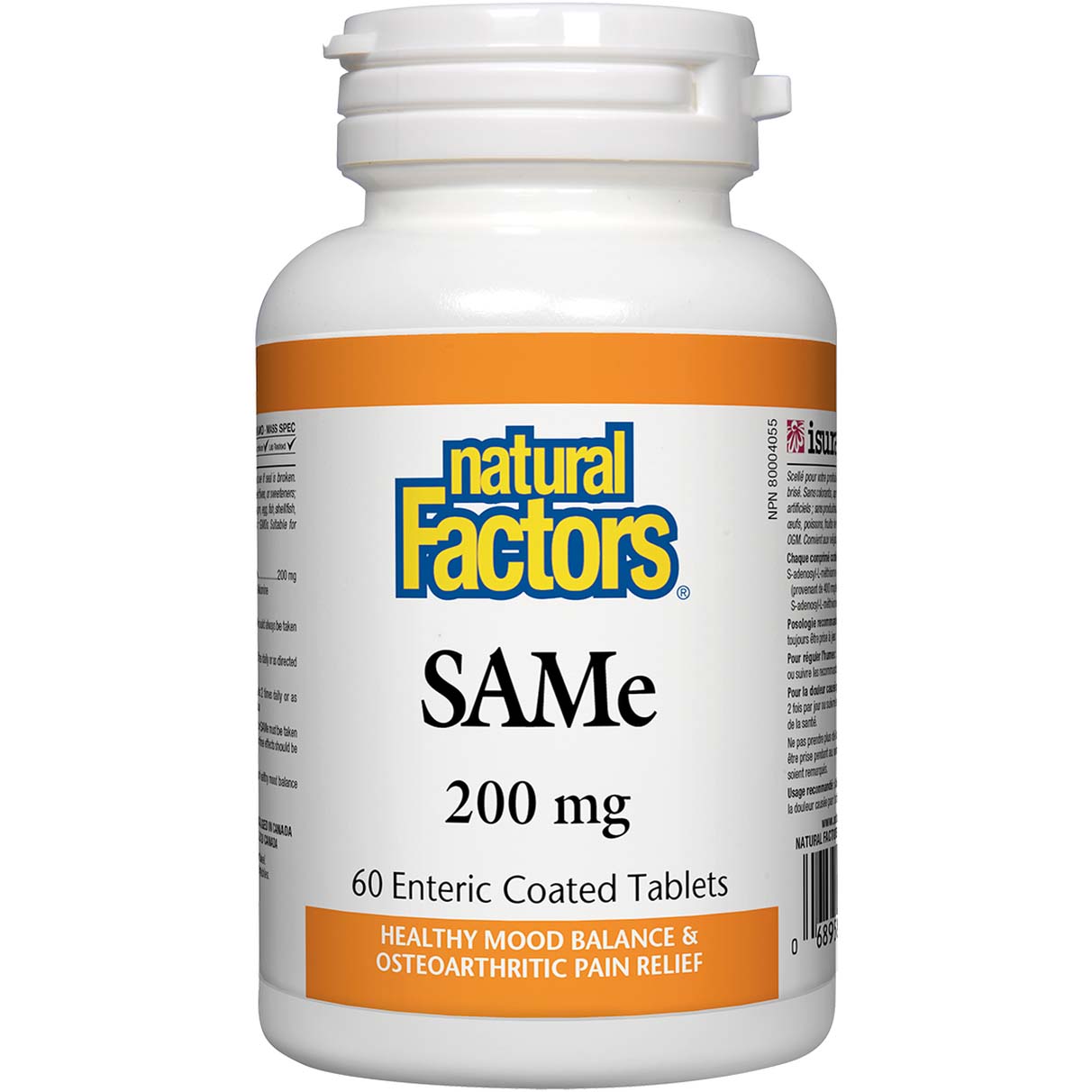 Natural Factors SAMe, 200 mg, 60 Tablets