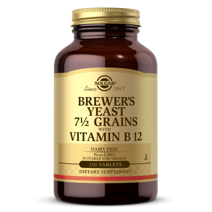 Solgar Brewers Yeast 7 1/2 Grains With Vitamin B12, 250 Tablets