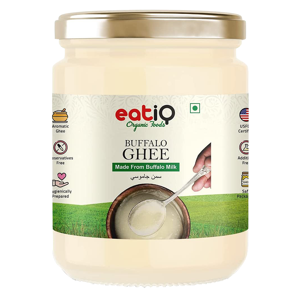 Eatiq Organic Foods Buffalo Ghee, 250 مل, Organic, Higher Smoke Point, Free Of Pesticides & Synthetic Chemicals.