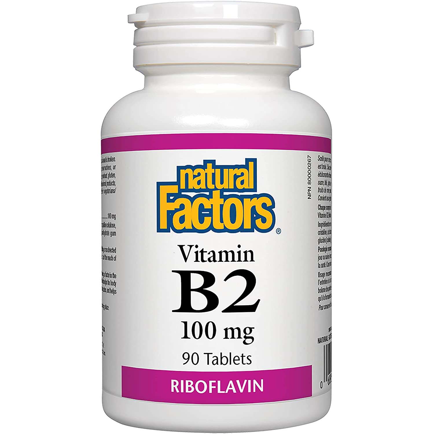 Natural Factors B2 Riboflavin, 100 mg, 90 Tablets