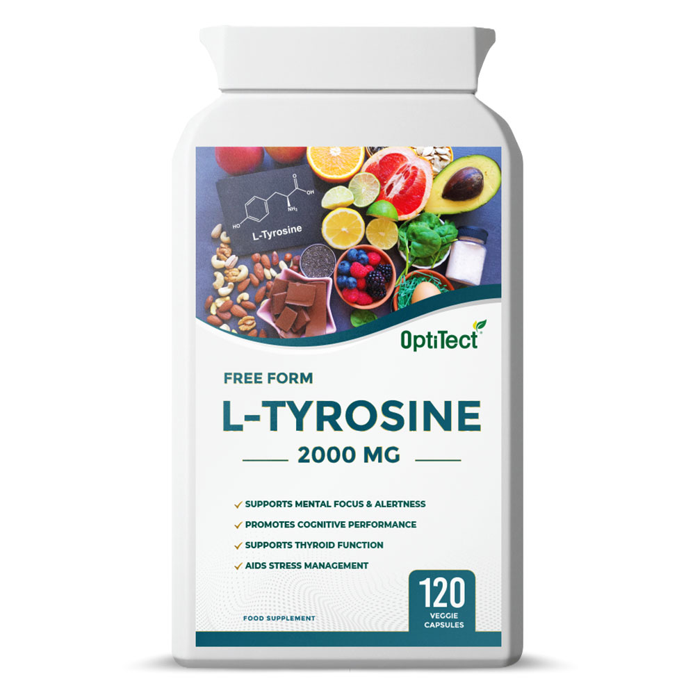 اوبتي تيكت ل تيروسين, 120 كبسولة نباتية, يساعد في إدارة التوتر, يدعم وظيفة الغدة الدرقية