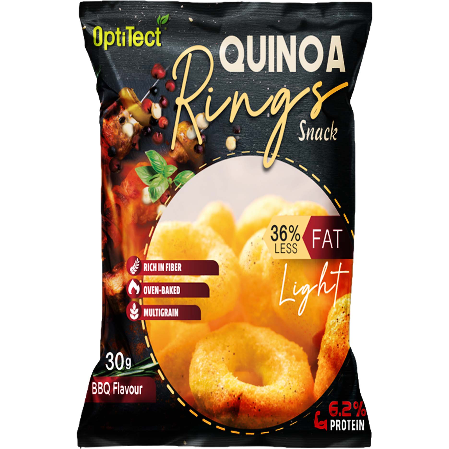 Optitect Quinoa Rings Snack, Barbecue, 30 Gm