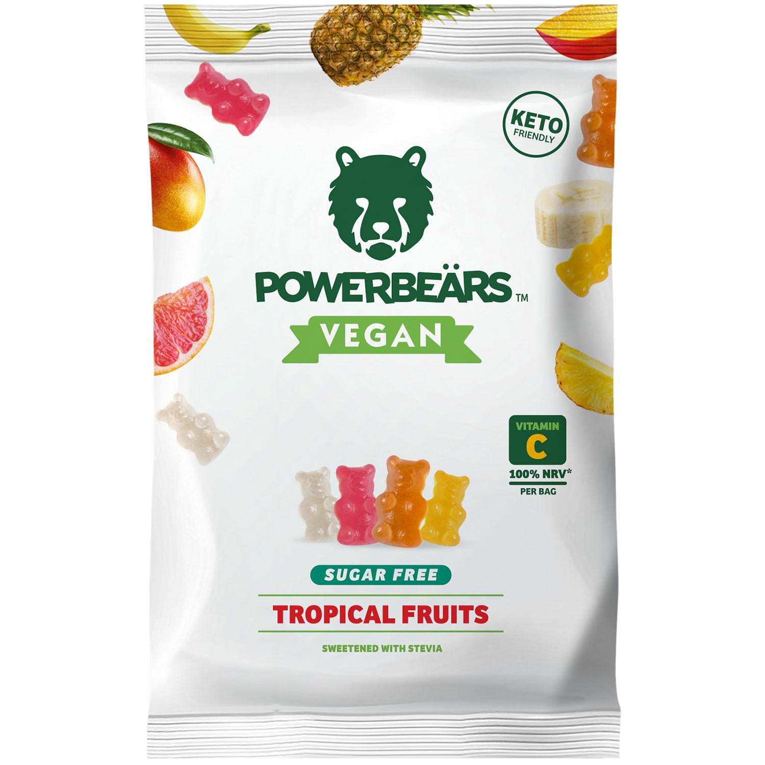 Powerbear Vegan Snack, Tropical, 50 Gm