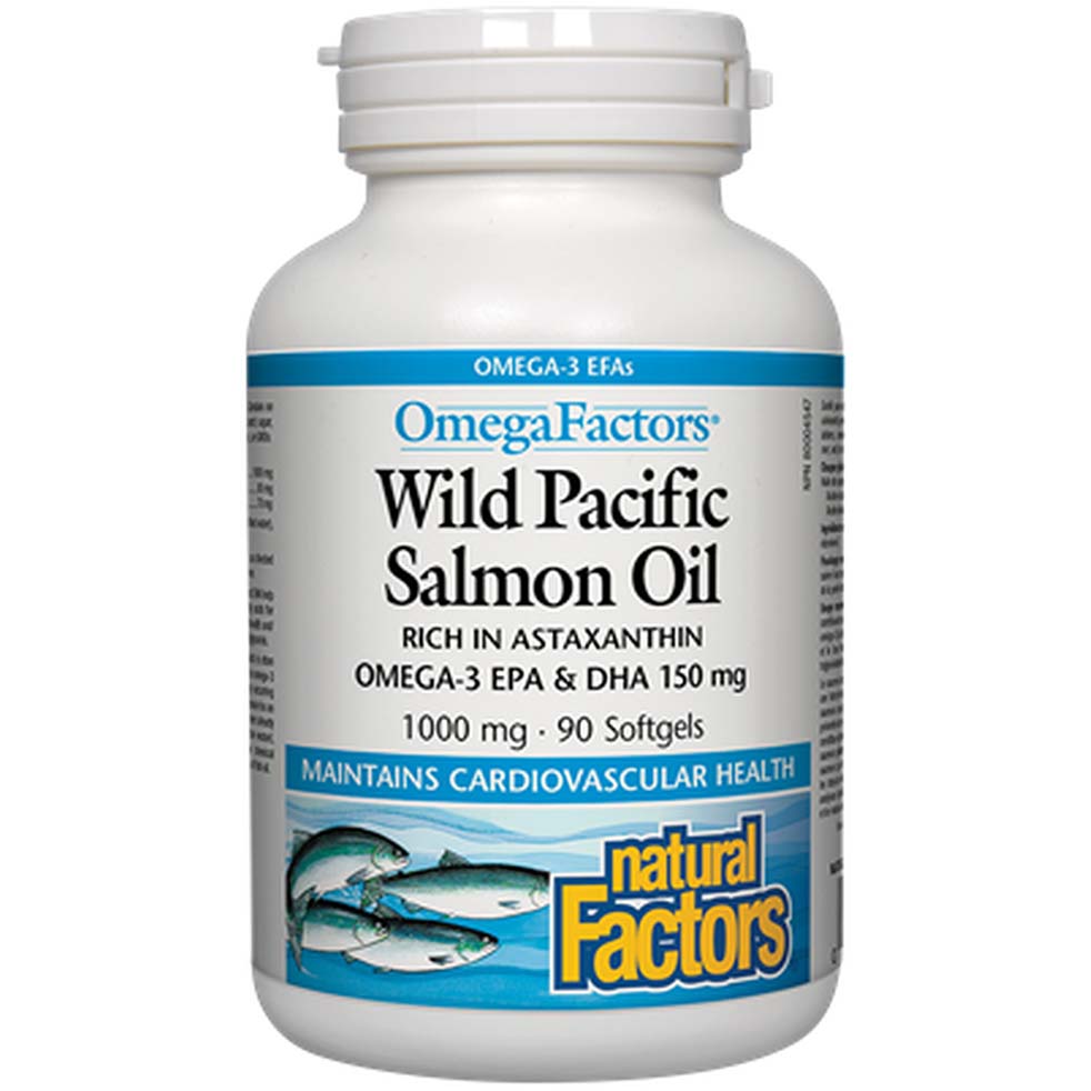 Natural Factors Wild Pacific Salmon Oil, 1000 mg, 90 Softgels