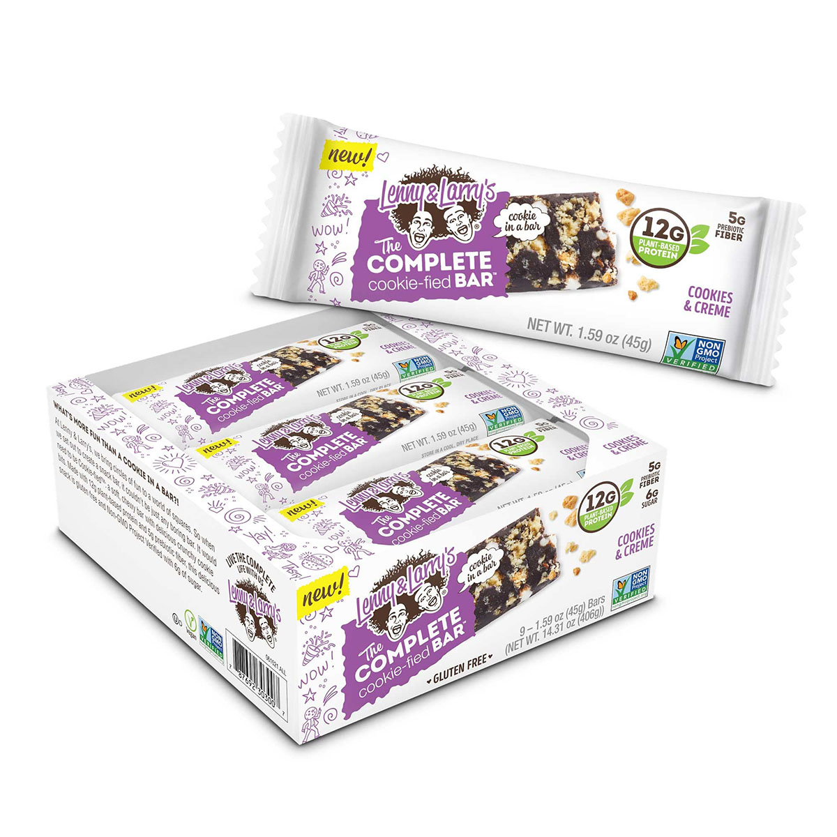 Lenny & Larry’s The Complete Cookie-fied Bar Cookies and Cream Box of 9 Bars