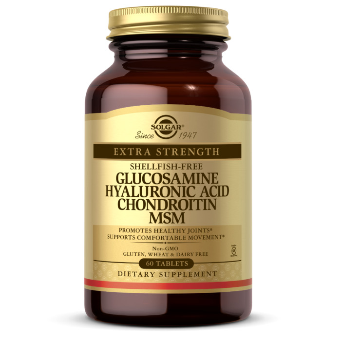 Solgar Glucosamine Hyaluronic Acid Chondroitin MSM (Shellfish-free), 60 Tablets