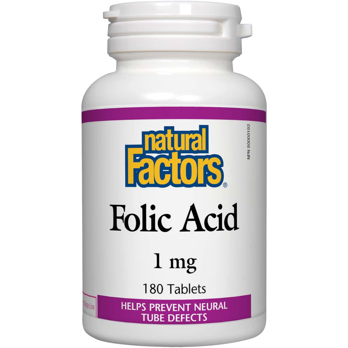 Natural Factors Folic Acid, 1 mg, 180 Tablets