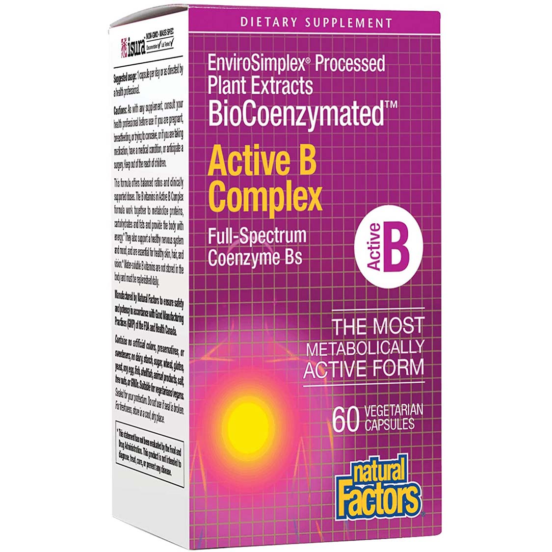 Natural Factors BioCoenzymated Active B Complex 60 Veggie Capsules