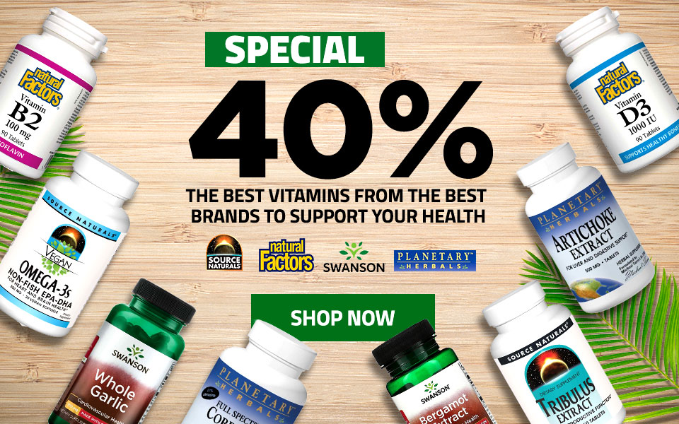get 40% discount on top selling vitamins and minerals