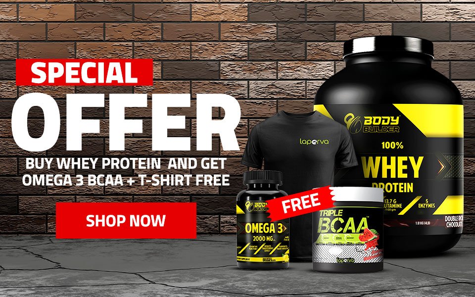 Body Builder Whey Protein 4LB , Triple BCAA , Omega3 , T-shirt