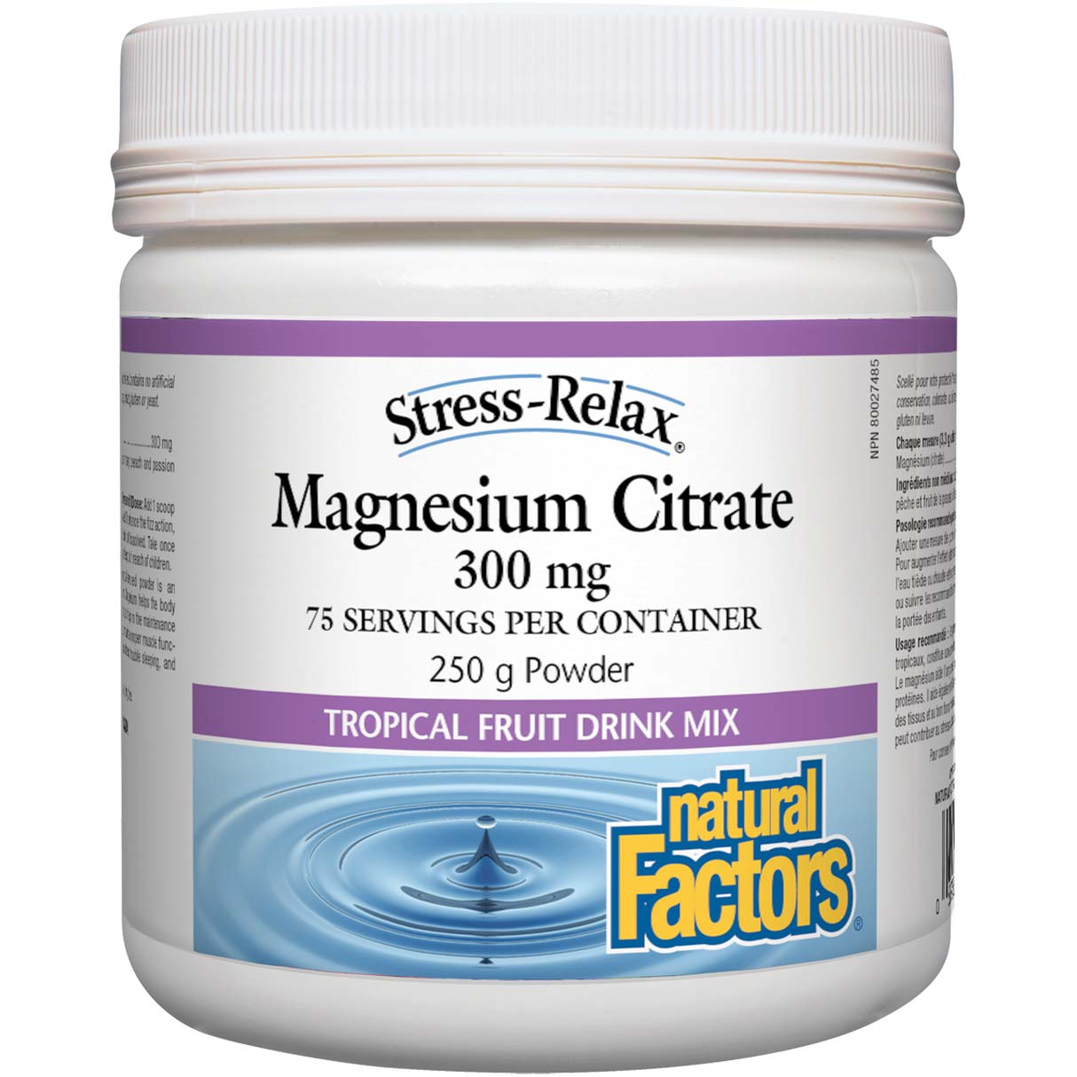 Natural Factors Magnesium Citrate Powder Tropical Fruits 300 mg
