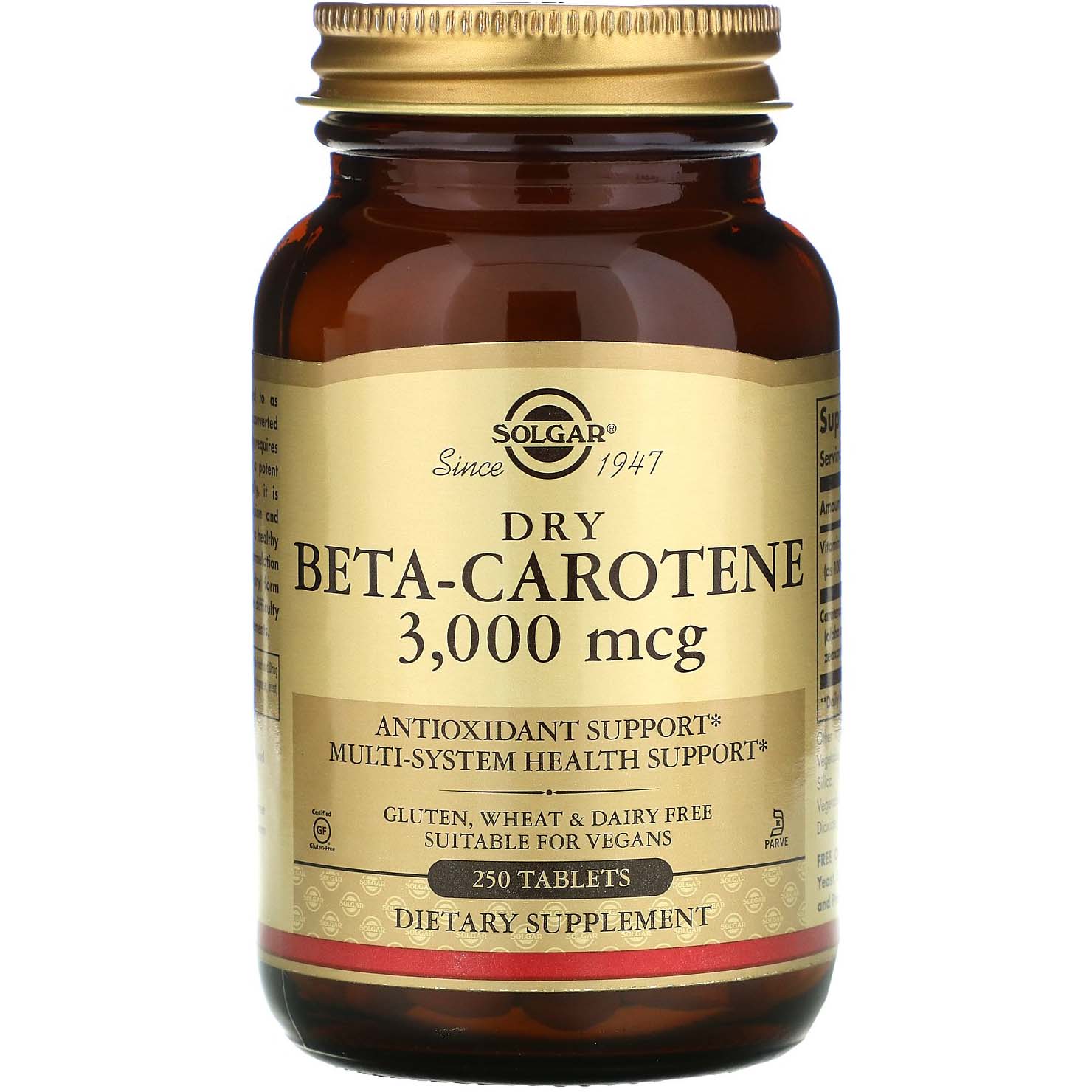 Solgar Dry Beta-carotene 250 Tablets 3000 mcg