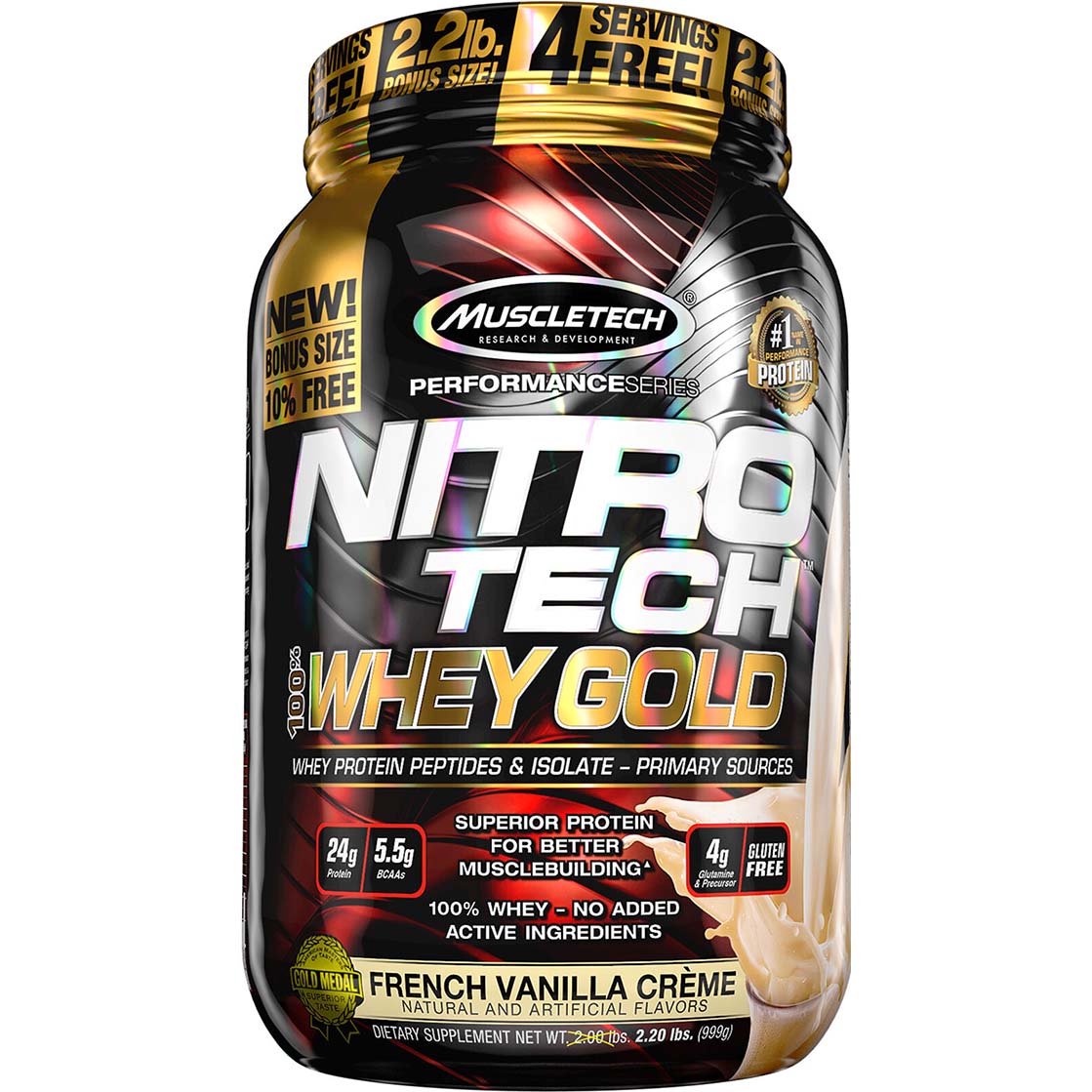 Muscletech Nitro Tech Whey Gold, French Vanilla, 2.2 LB