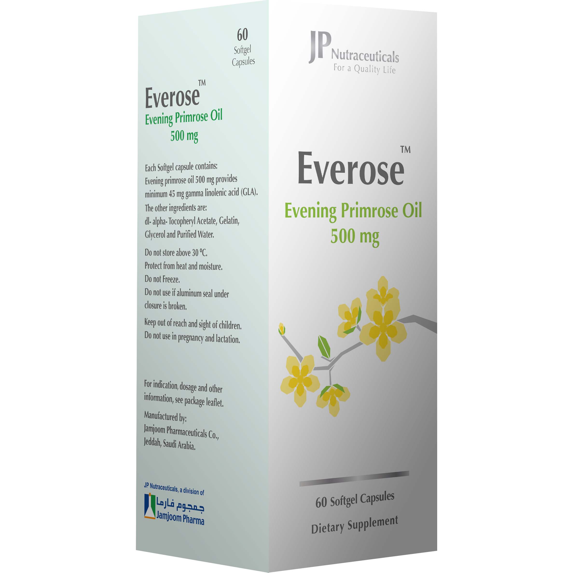Jamjoom Pharma Everose Evening Primrose, 60 Softgels, 500 mg