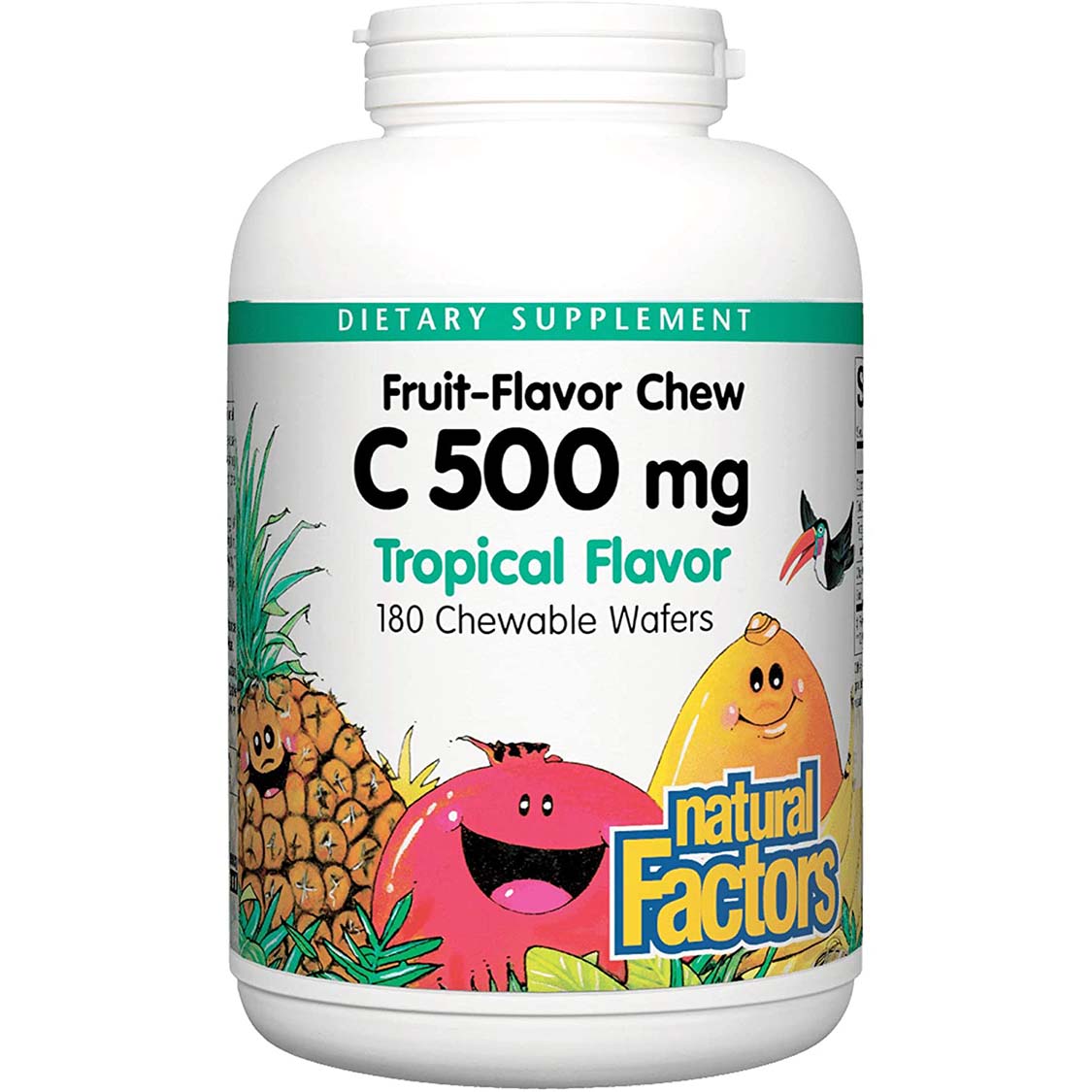 Natural Factors Vitamin C 500 mg Chewable Wafer, Tropical Flavor, 180 Chewable Wafer