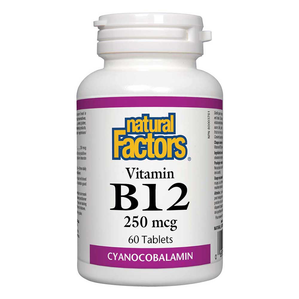 Natural Factors Vitamin B12, 250 mcg, 60 Tablets