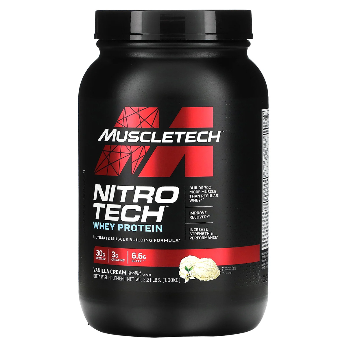Muscletech Nitro Tech Whey Protein, Vanilla Cream, 2 LB