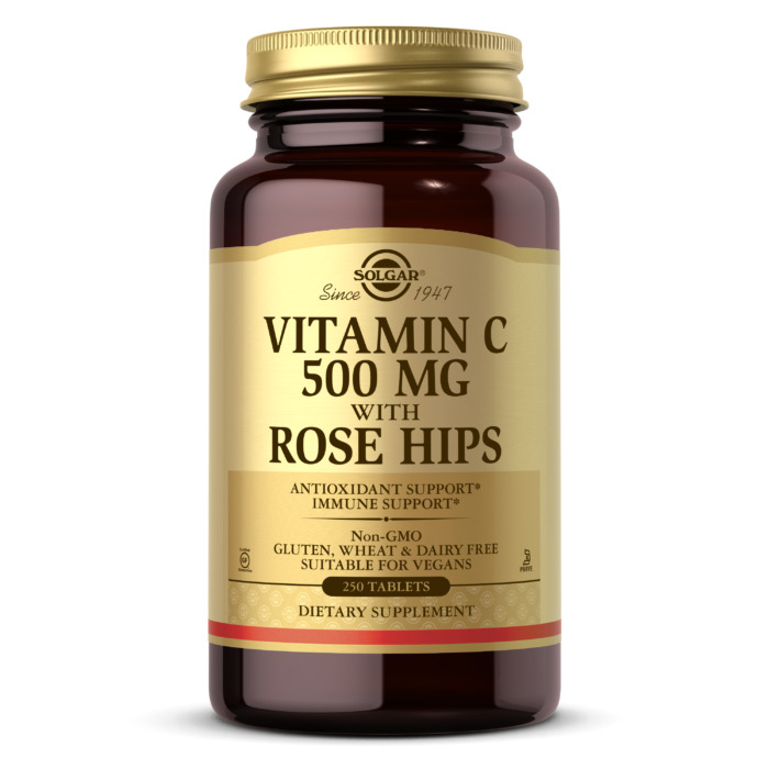 Solgar Vitamin C With Rose Hips, 500 mg, 250 Tablets