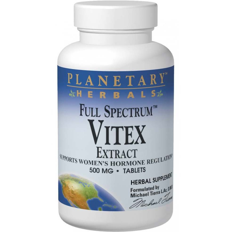 Planetary Herbals Vitex Extract Full Spectrum, 500 mg, 60 Tablets