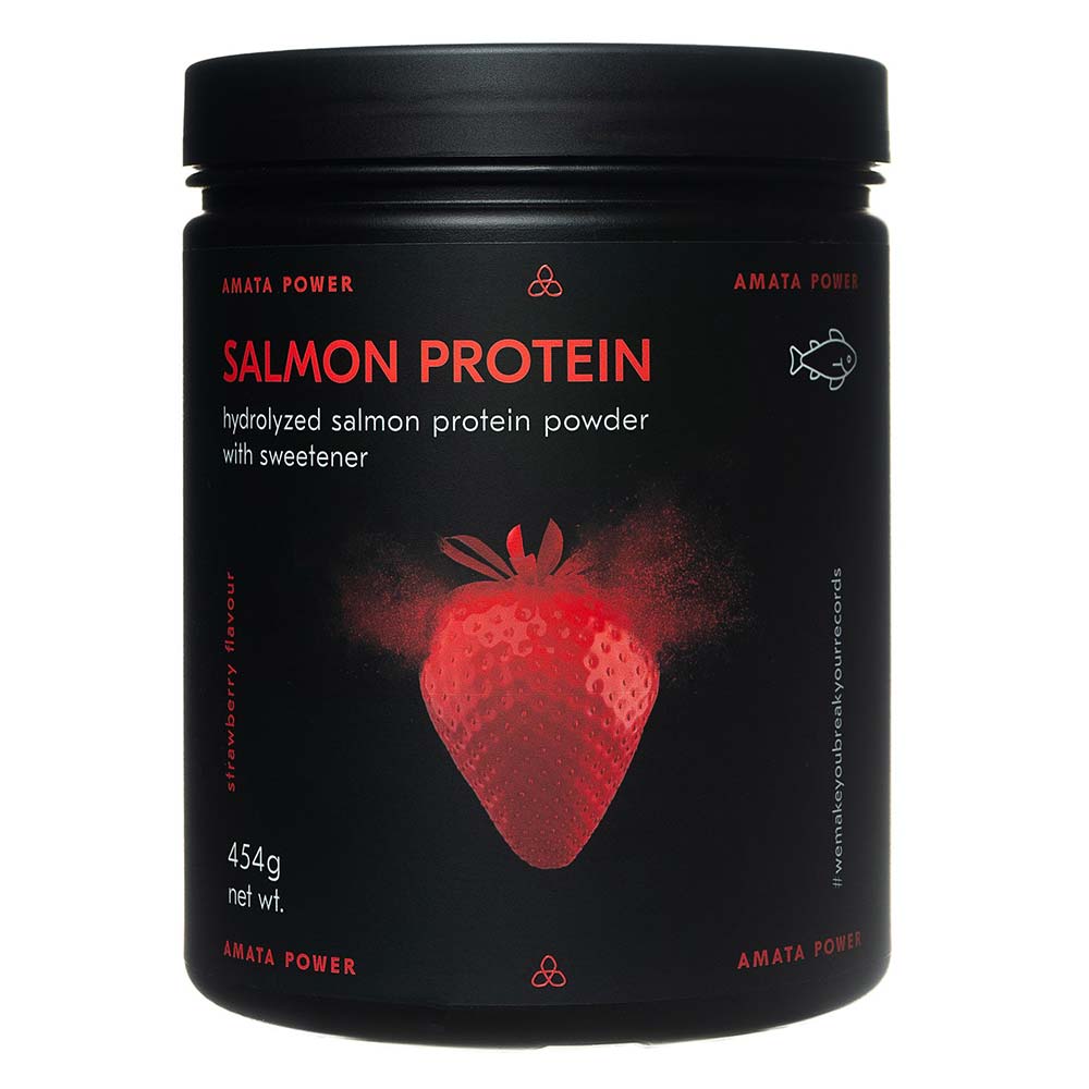 Amata Power Salmon Protein, Strawberry, 454 Gm