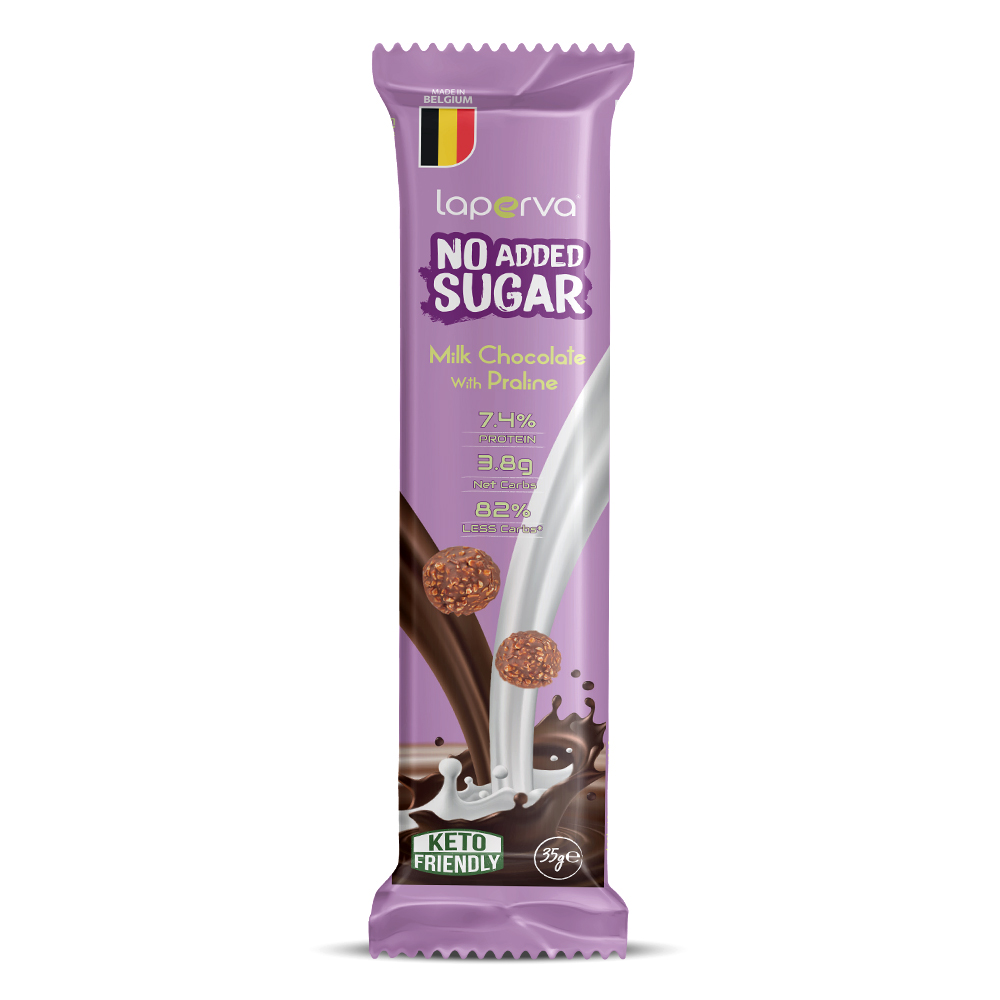 Laperva No Added Sugar Chocolate Bar, Milk Chocolate With Praline, 1 Bar
