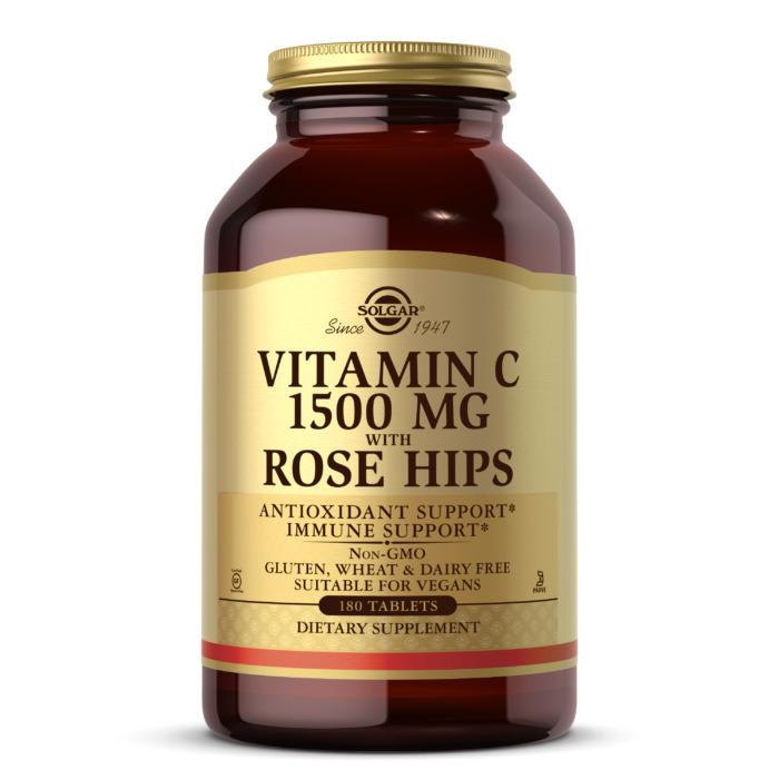 Solgar Vitamin C With Rose Hips, 1500 mg, 180 Tablets