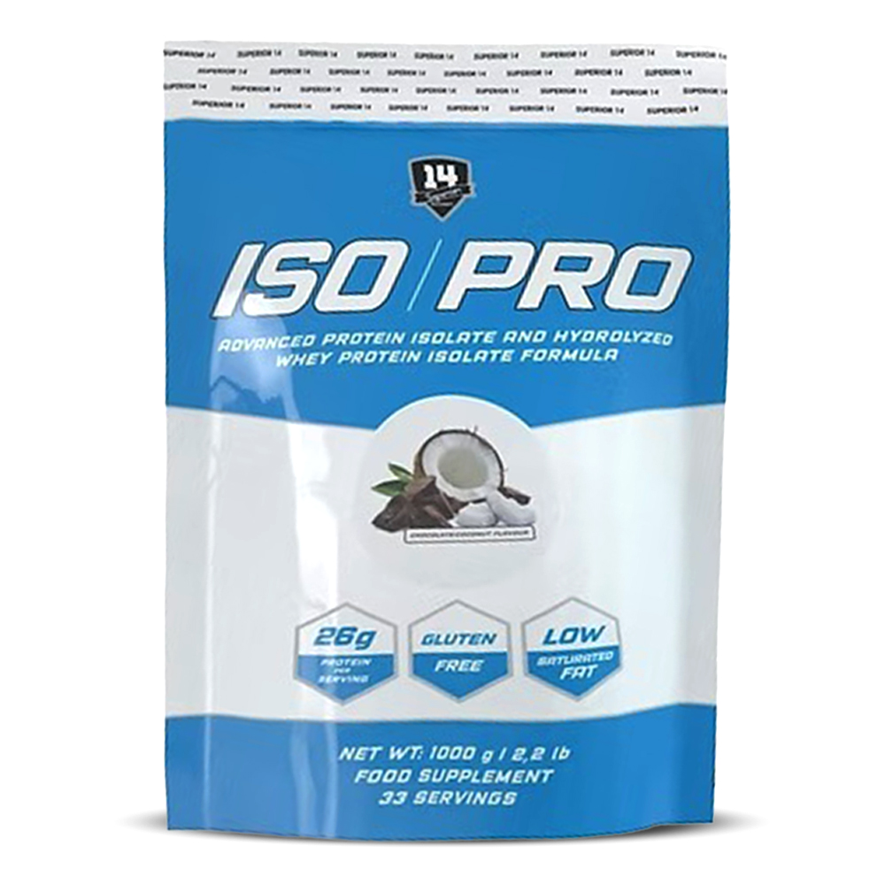 سوبيريور 14 ايزو برو, شوكولاتة جوز الهند, 2.2 باوند, ما يصل إلى 26 جم من البروتين